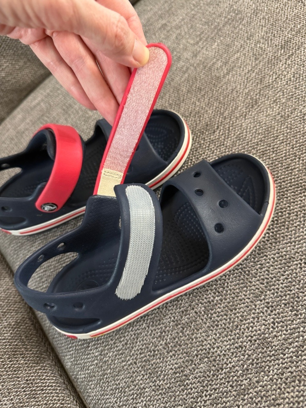 Crocs Crocband Toddler Boy Sandals Navy Red 12 C Used - Picture 5 of 12